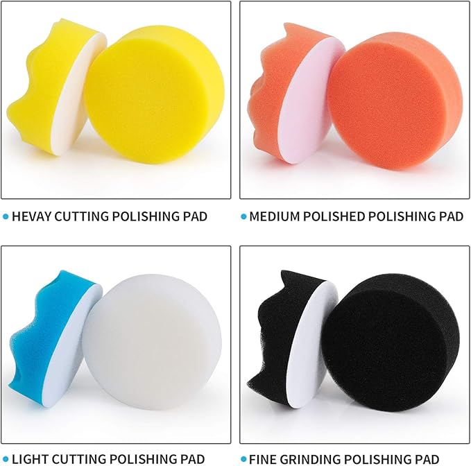 Buffing Pads 3 Inch Car Buffer Pad, 22 Pcs Drill Polishing Kit, Polisher Pads Kit Sponge Pads Car Foam Drill for Polishing, Sanding, Waxing, Sealing Glaze