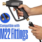 Westinghouse Short Pressure Washer Gun - 3600 Max PSI, M22 Connector - for Gas and Electric Pressure Washers