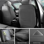 Car Seat Covers, Premium Leather Car Seat Covers, Waterproof and Breathable Seat Covers, Universal Car Seat Protector Fit for Cars, Trucks, SUVs, Pick-ups (Gray, FullSet)