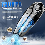 Handheld Vacuum Cordless Rechargeable Portable Car Vacuum, 7500Pa Powerful Suction Mini Hand Held Vacuum, 670ML Cup Lightweight Small Vacuum Cleaner for Car/Office/Home, Pet Hair
