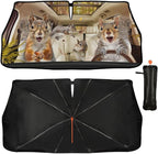 CHILL·TEK Funny Animal Car Windshield Sun Shade Umbrella, Funny Squirrel Car Sun Shade Umbrella, Block UV Rays Heat Foldable Windshield Umbrella Sun Visor Protector - Keep Vehicle Cool for Cars SUV
