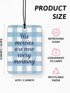 Preppy Blue Christian Air Freshener 4 Pcs, Coquette Blue Bow Religious Bible Verse Hanging Air Freshener for Cars Closet Drawer Books, Girly Christian Car Accessories Mirror Decor for Women