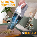 DEKOPRO Cordless Handheld Portable Vacuum Cleaner, Small Rechargeable with 8000PA Powerful Suction, Car Vacuum with Multi Accessories to Clean Home, Pet Hair and Car, White