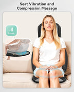 Snailax Shiatsu Neck and Back Massager with Heat, Adjustable-Height Neck Massager Rollers Massage Chiar Pad with Vibration, Chair Seat Massager for Home, Office, Gifts for Men, Women
