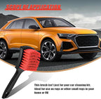 8.3×2.5 Inch Car Wash Brush, Soft Bristle Short Handle Carpet Cleaning Brush, Scrub Brush for Floor Mats, Tires, Automotive Wheel Bushes for Vehicle Interior & Home (Red)