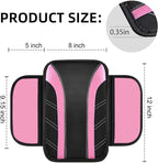 NBTEPEM Pink Center Console Cover, Sporty Leather Armrest Cover Cushion with 2 Storage Pockets, Universal Auto Middle Console Protector, Car Interior Accessories for Most SUV, Truck, Sedan Vehicles