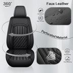 Car Seat Covers for Genesis GV70 2022-2025 2026, Full Set Nappa Leather Waterproof Breathable Anti-Slip Airbag Compatible Car Seats Protector, Car Interior Seats Cover (Black+Red,+Pillow)