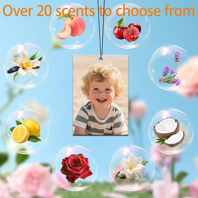 5-500pcs Custom Air Fresheners with Picture, Double Sided Car Air Freshener with 20 Scents, Personalized Gifts for Valentine's Day Birthday Anniversary (Rectangle)