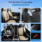 Fit Mazda 6 Car Seat Covers for Select Mazda 6 2007-2021, Premium Full Coverage Leather, Airbag Compatible, Luxury Waterproof All Weather Seat Cushion Protector, Full Set, Black+Beige