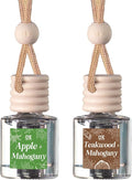 C&E Craft Co Hanging Car Air Freshener Diffuser 2 Pack, Long Lasting Fragrance Oil Car Freshener, Glass Bottle Auto Air Freshener, Made in USA (Apple & Mahogany + Teakwood & Mahogany)