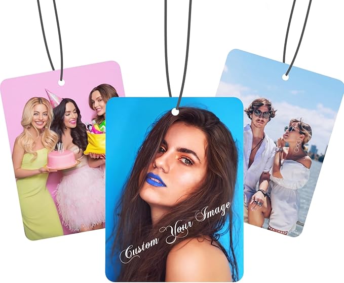 3 Pcs 1 Set Custom Car Air Freshener - Double Sided Photo Personalized Car Scents, Smell Fresheners With Picture Text for Wardrobe Bathroom (Rectangle - 3 pics)
