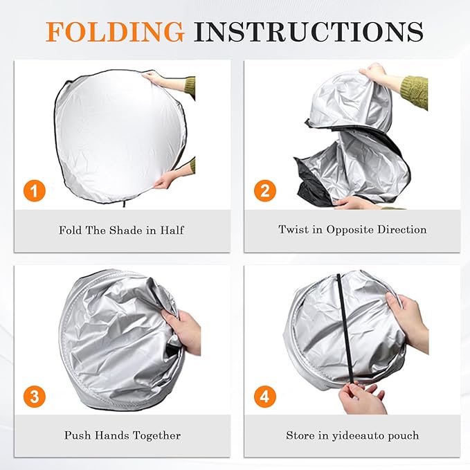 Windshield Sun Shade Car Window Shade UV Reflector Keeps Vehicle Cool Folding Sun Visor Heat and Sun Reflector (Standard 59 x 31.5 inches)