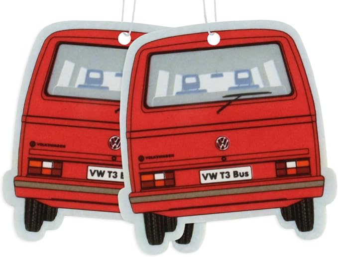 BRISA VW Collection - Volkswagen Scented Car Air Freshener Fragrance Deodorizer for Car/Auto or Home with Volkswagen Vanagon Bus T3 Camper Van FrontDesign (Vanilla/Red/2-pc Set)