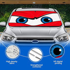 Car Windshield Sun Shade, Funny Eyes Visor for Car Windshield, Wear-Resistant Black Tape, Foldable 59‘’x27.5‘’/63''x31.5''
