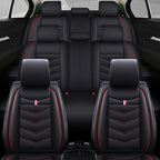Car Seat Cover 7 Seats for Ford Explorer 2000-2025, Waterproof Durable Compatible Airbag, Premium Leather Seat Protector(7 Seats Standard,Black Red)
