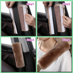 OGLAND 2 Pack Natural Fur Comfort Auto Authentic Sheepskin Car Seat Belt Pads for Adults, Soft Texture Shoulder Neck Cushion Pad Protector, Genuine Australia Merino Wool Cover (Light Purple)