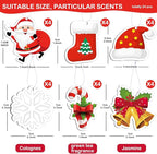 Tallew 24 Pcs Christmas Air Fresheners Bulk Snowflake Candy Cane Snowman Deer Christmas Scented Ornaments Xmas Scented Hanging Ornament for Car Rearview Mirror Accessories