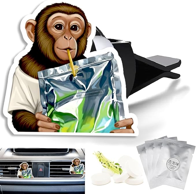 Cute Car Air Freshener Clips Monkey Car Vent Clips Monkey Cars Scents Cologne Air Conditioner Clip Auto Vent Interior Decoration Cars Accessories Monkeys Gifts for Men Women,Friends