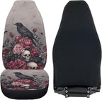 Halloween Crow Car Seat Covers Set of 2 Universal Vehicle Front Seats Interior Protector Easy to Install Interior Protection Suitable Fits Most Cars Auto SUV Sedan Truck