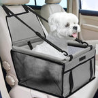 PetsHome Dog Car Seat Foldable Dog Car Booster Seat Waterproof Breathable Oxford Travel Bag for Small to Medium Dogs, Puppies, and Pets-Pure Grey