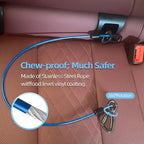 Dog Car Seat Belt - 3-in-1 Heavy Duty Safety Harness with Locking Carabiner, Universal Buckle Adapter, Chew-Proof Steel Rope (Blue, 24in/60cm)