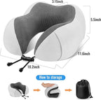 CloudBliss Travel Pillow Premium Memory Foam, Comfortable&Supportive Neck Pillow, Sleeping Neck Pillows for Travel, Airplane Pillow for Sleeping Airplane, Car, Office and Home （Light Grey）