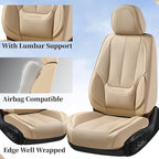 Coverado Seat Covers, Car Seat Covers Front Seats, Beige Car Seat Cover, Car Seat Protector Waterproof, Car Seat Cushion Nappa Leather, Seat Covers Carseat Cover Universal Fit for Most Cars