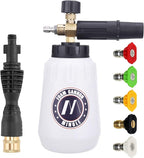 M MINGLE Foam Cannon, Compatible with Portland Husky and Ryobi Pressure Washer, with 5 Nozzle Tips, 1/4 Inch Quick Connector
