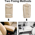 Small Dogs Under 12 lbs Adjustable Portable Center Console Car Seat, Built-in Bubble wrap, Fits Most Cars & SUVs with Convenient Handbag Functionality, Stylish Travel Pet Bag (Beige)