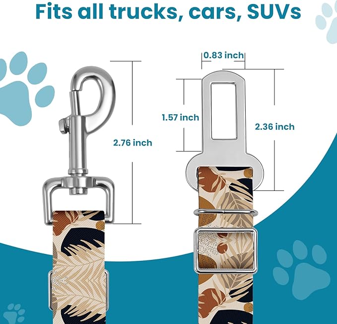 Adjustable pet cat and Dog car seat Belt，The Lanyard is Flexible and Adjustable from 20 to 33 inches (Foliage)