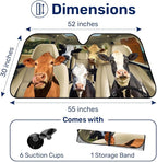 GENANY Cow Family Windshield Sun Shade for Car SUV Truck (64x32 Inches), Sun Shade Windshield, Shades for Front Windows, Protector Blocks UV, Spring Car Decor