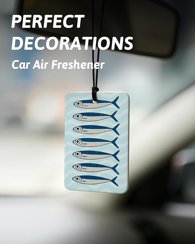 Blue Coastal Beach Car Air Freshener 4 Pcs, Retro Summer Beach Fish Seashell Lemon Hanging Air Freshener for Cars Closet Drawer Books, Beachy Car Accessories Mirror Decor for Women