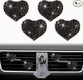 4Pcs Black Heart Air Vent Clips, 4 Pcs Bling Heart Car Air Fresheners Vents Clips Car Diffuser Diamond Interior Decor Charm Cute Accessories Decoration for Women, Automotive