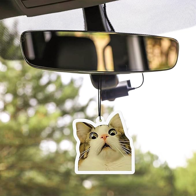 Funny Car Air Freshener Card - 16Pcs Cute Cat Refresh Air Fragrant Scented Rearview Mirror Hanging Ornaments, Double Sided Printing Kitten Oil Scent Pendant Gift for Home Bathroom Decor