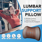 Lumbar Support Pillow for Car, Memory Foam Lumbar Pillow for Lower Back Pain Relief - Back Cushion for Driving, Chair Support for Car-Office Chair, Wheelchair - Brown