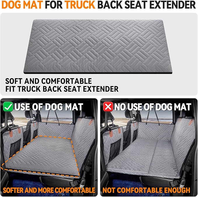 YJGF Dog Mat for Back Seat Extender for Dogs,Dog Bed for Car,Hard Bottom Seat Cover,Pet Cover for Hammock(Gray, for Truck Back seat Extender)