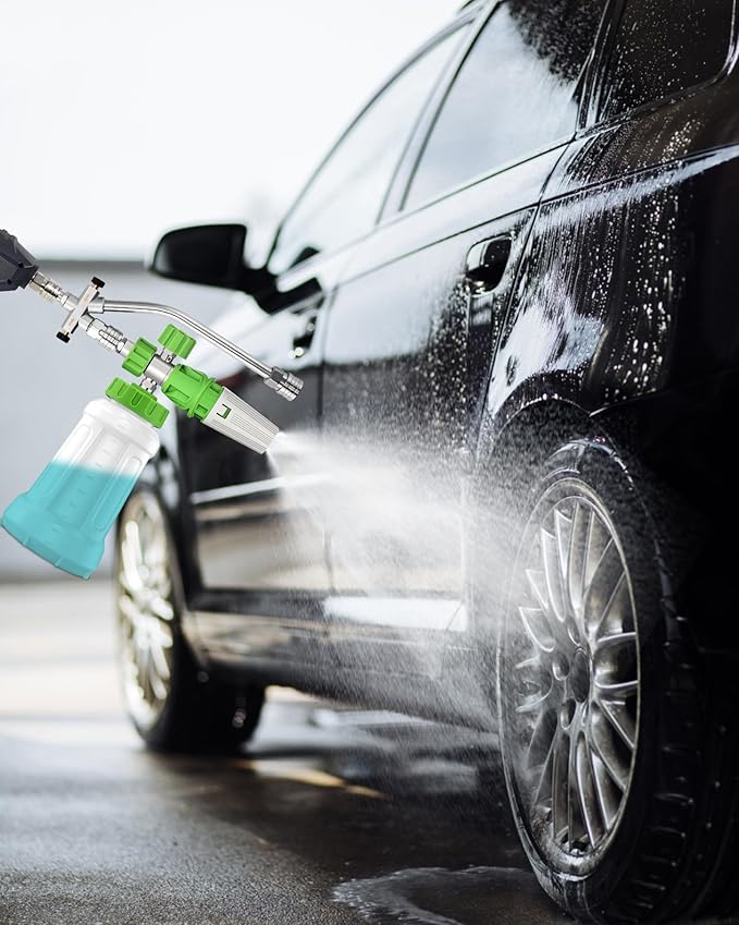 Foam Cannon Dual Connector, Double Tip Attachment with 5 Spray Nozzles, 4000 PSI, 1/4'' Quick Connect
