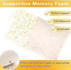 2 Pack Small Pillow, Memory Foam Mini Pillow 11 X 7 Inches for Travel, Sleeping, Nap and Neck, Knee, Lumbar Support, Tiny Cushion for Pet, Dogs (Off-White)