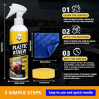 Plastic Restorer, Quick Plastic Parts Coating to Restore Original Black Color for Car Trim, Dashboard, Center Consoles & Door Panels for Shine Finish & UV Protection - 7oz/200ml