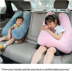 Travel Pillow, Car Pillow for Kids, Car Sleeping Pillow for Adults, Travel Pillow for Kids with Adjustable Strap, Support Head and Neck on Road Trips, Car Travel Essentials, Blue