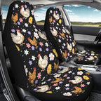 BIGCARJOB Boho Chicken Car Seat Protector - Full Set of 2 Pieces Hippie Daisy Chicken Vehicle Bucket Seat Pad for Women's Auto Interior
