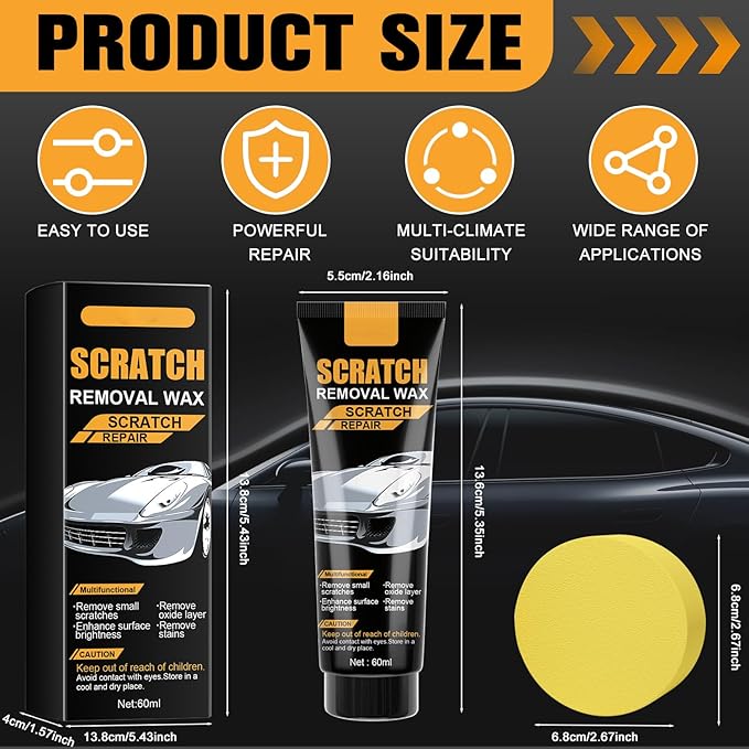 2 Set 2026 New Car Scratch Removal Wax, Scratch Remover for Vehicles, Car Scratch Repair Paste with Sponge, Car Polishing Wax Scratchs Remover Cars Paint Scratchs Repair Kit for Deep Scratches