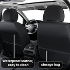 Black Car Seat Cover Full Set Kit, Universal Car Seat Cover for Car, Waterproof Leather, Protect & Upgrade Car Interior, Airbag Compatible, Easy to Install & Clean, For SUV, Pickup Truck, Sedan
