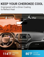 Proadsy 2026 Upgrade Front Windshield Sun Shade Foldable Sunshade Protector Custom for Jeep Cherokee 2014-2023 (Not for Jeep Grand Cherokee) Trailhawk Overland Limited Latitude Altitude Accessories