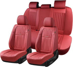 Coverado Car Seat Covers Full Set, Seat Covers for Cars, Car Seat Cover, Car Seat Protector, Leather Car Seat Cushion, Waterproof Car Seat Covers Front Seats and Back Fit for Most Cars(Red)