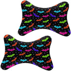 Car Neck Support Pillow 2 Pcs for Neck Pain Relief, Compatible with Halloween Cool Bats Bone Shape Headrest Pillow for Car Seat with Soft Memory Foam