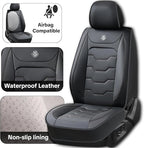 Universal Car Seat Covers, Black, Waterproof Synthetic Leather, Full Set, Non-Slip, Contoured Fit, Fits Most Vehicles, Upgraded Protection for Car Interiors, Airbag Compatible
