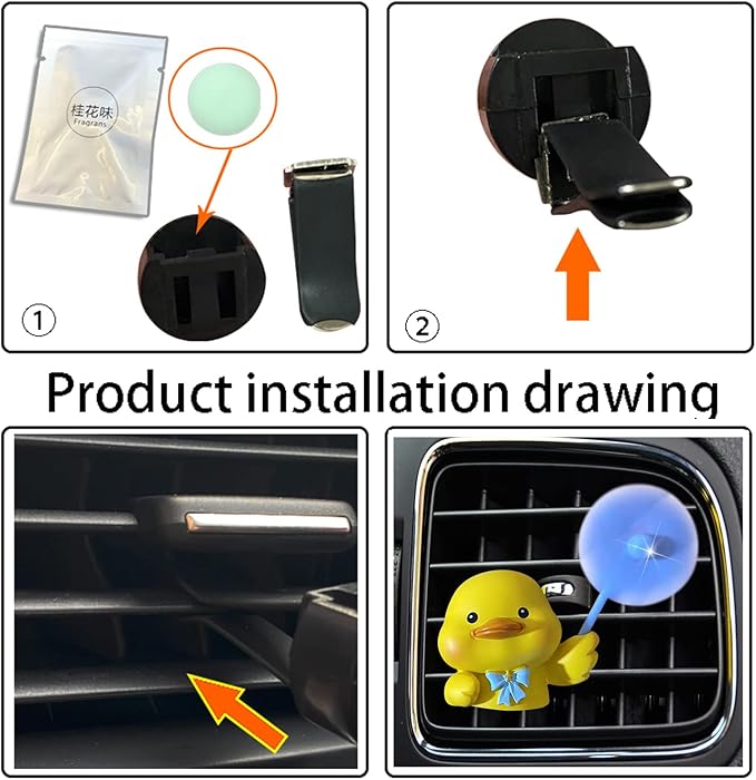 Cute Yellow Duck Air Vent Clips - Fun Car Air Fresheners & Decor