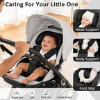 GFU Infant Car Seat Insert Head and Body Support Thickened, 3-in-1Reversible Newborn Insert for Carseat with Strap Pads, Soft Stroller Cushion Pillow Insert for Boys and Girls, Black