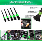 62" Car Wash Brush Kit 20Pcs - Chenille Microfiber Wash Mop Mitt Interior/Exterior Cleaning Detail Brush Wheel Brush Windshield Window Squeegee for Cars RV Truck Boat